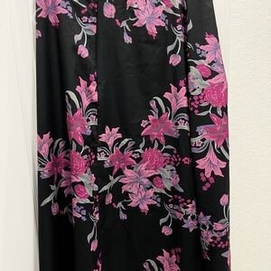 Floral Black and Pink Maxi Skirt